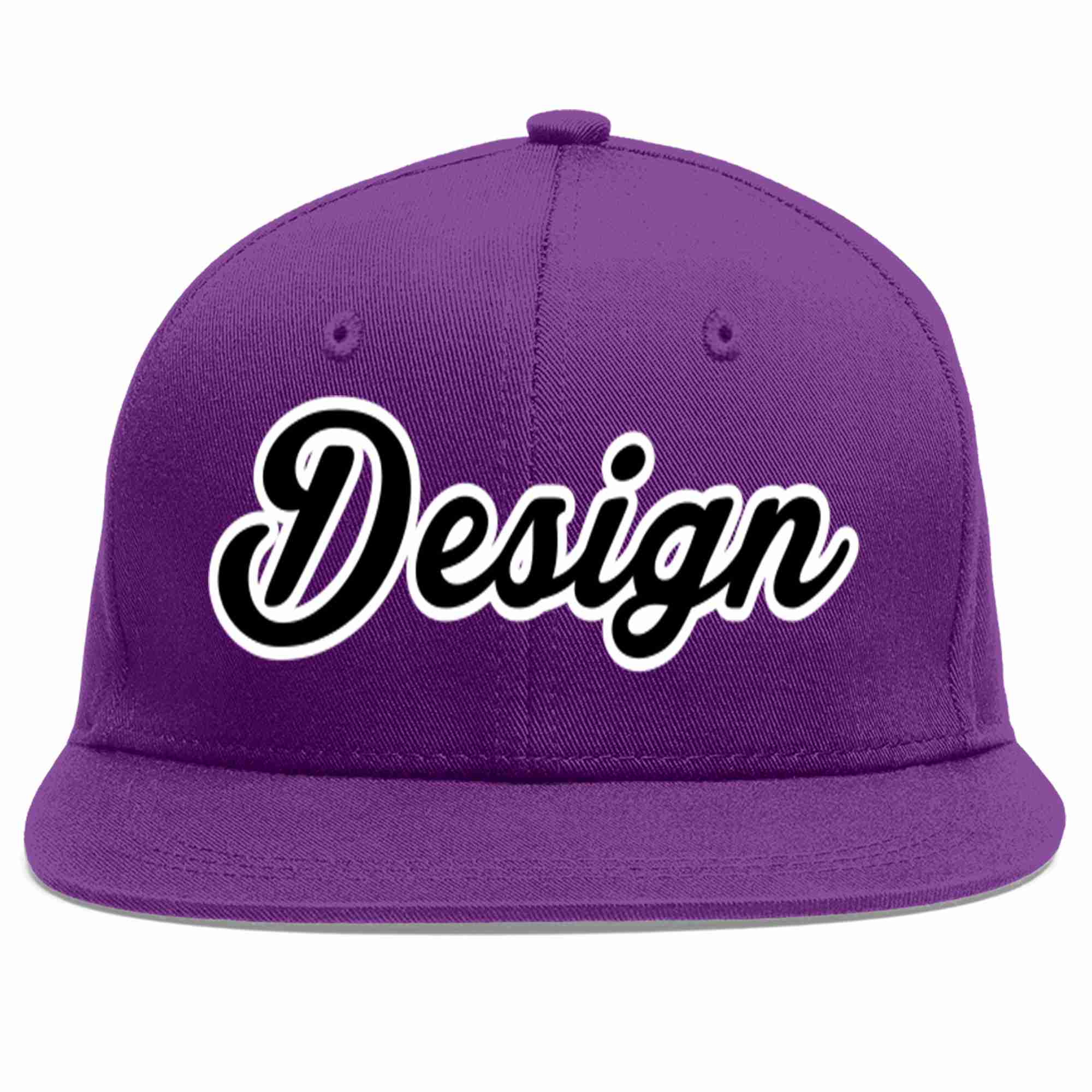 Conception personnalisée de casquette de baseball de sport à avant-toit plat violet noir-blanc pour hommes/femmes/jeunes