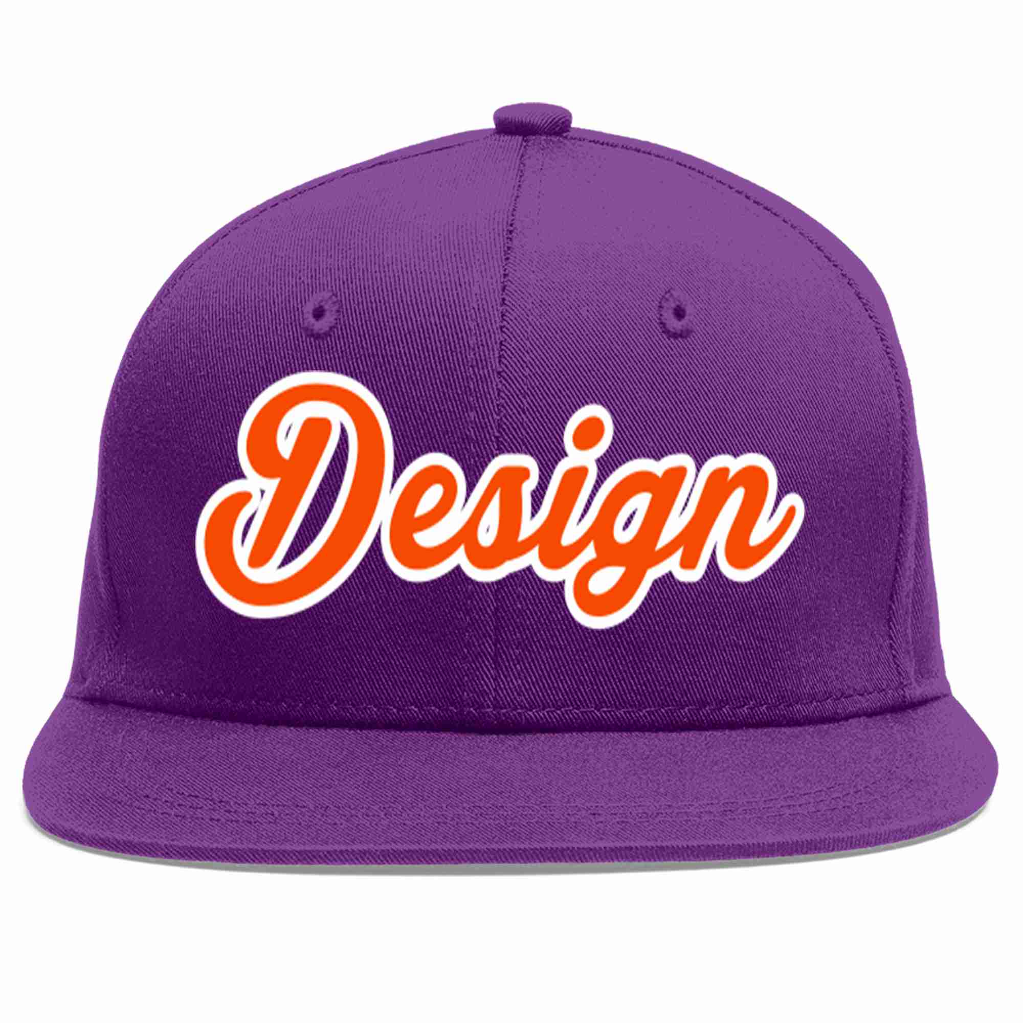 Conception personnalisée de casquette de baseball de sport à avant-toit plat violet orange-blanc pour hommes/femmes/jeunes