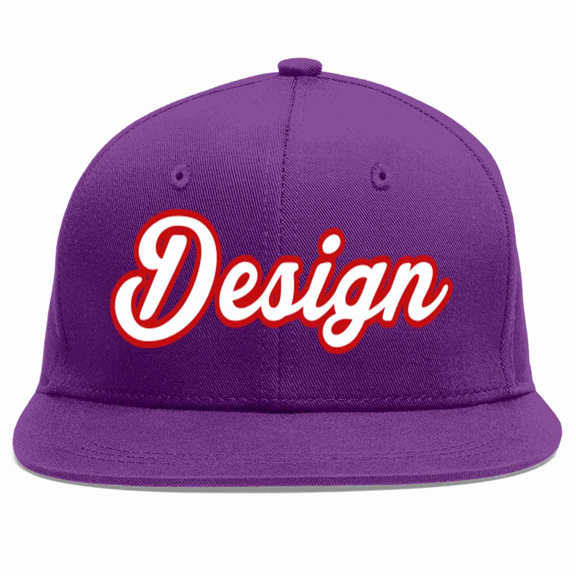 Custom Purple White-Red Flat Eaves Sport Baseball Cap Design for Men/Women/Youth