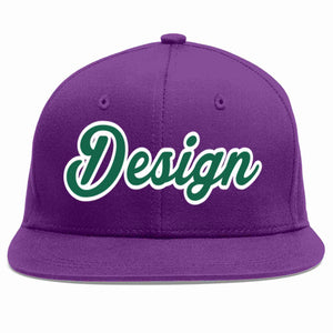 Conception personnalisée de casquette de baseball de sport à avant-toit plat vert-blanc violet Kelly pour hommes/femmes/jeunes