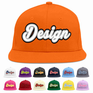 Conception personnalisée de casquette de baseball de sport à avant-toit plat orange blanc-gris pour hommes/femmes/jeunes