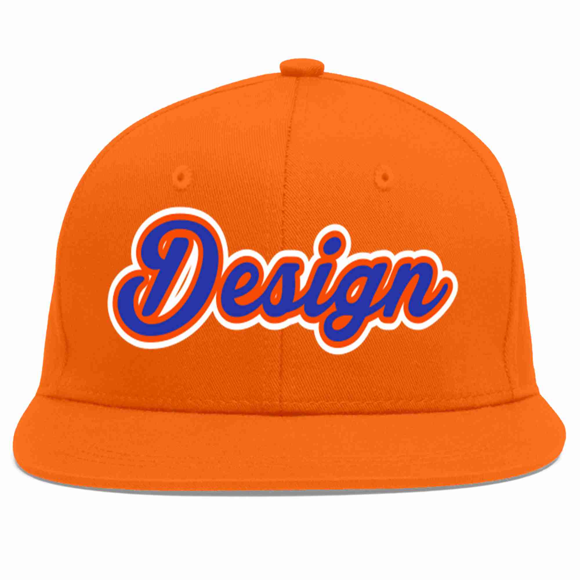 Custom Orange Royal-Orange Flat Eaves Sport Baseball Cap Design for Men/Women/Youth