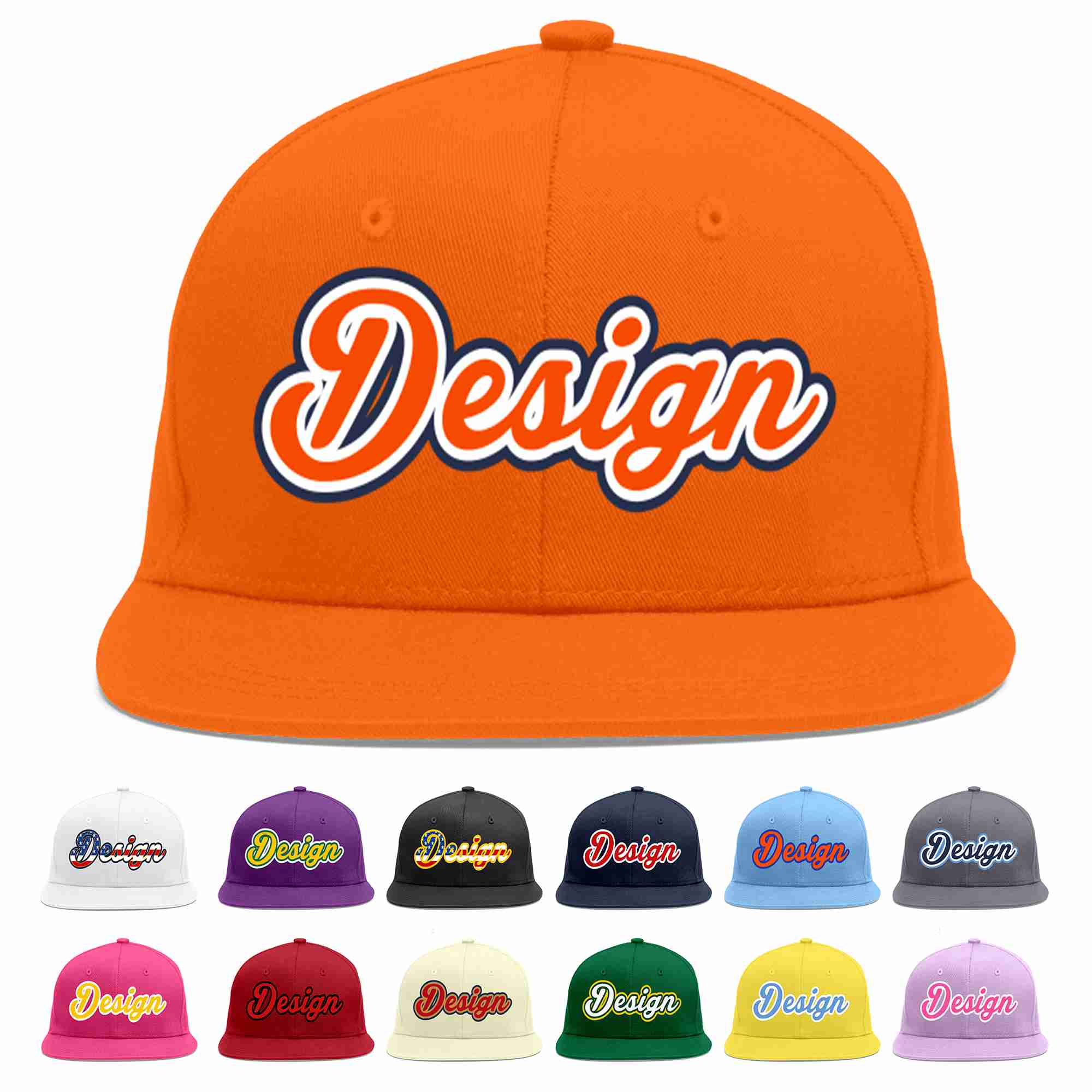 Custom Orange Orange-White Flat Eaves Sport Baseball Cap Design for Men/Women/Youth