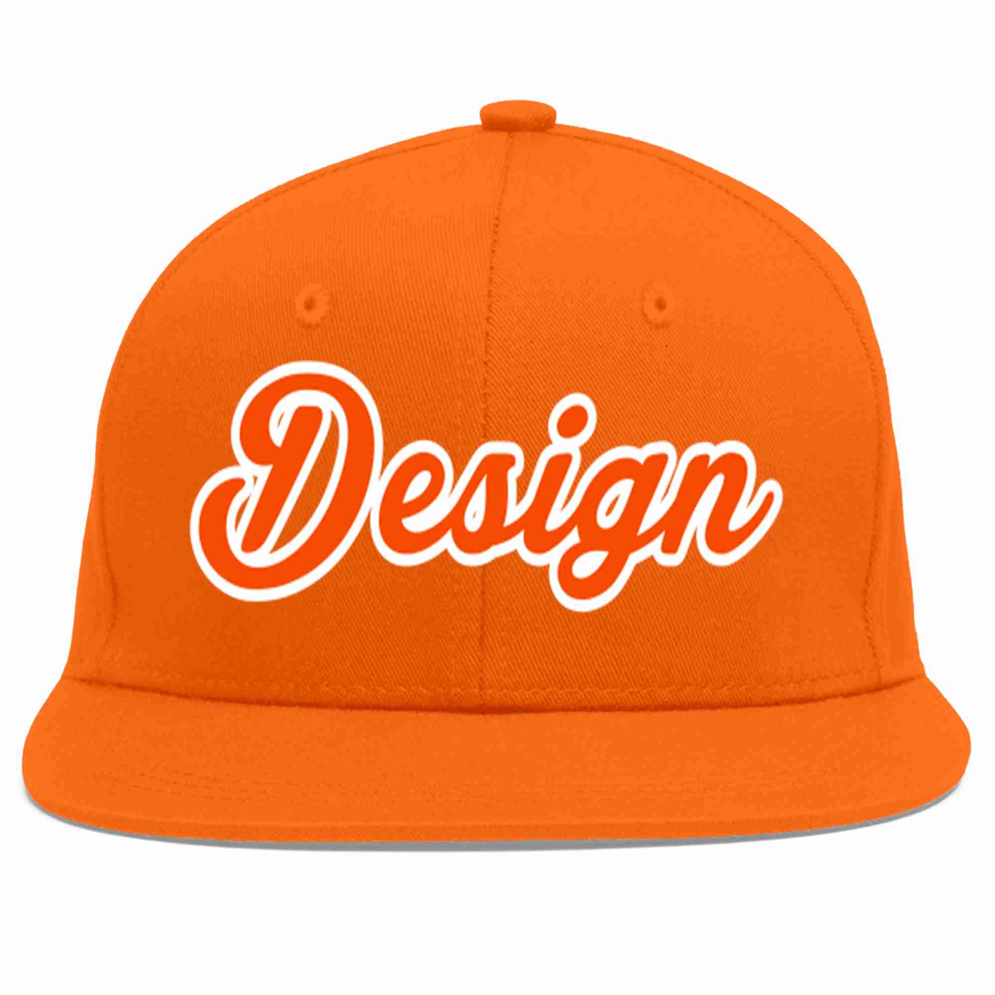 Conception personnalisée de casquette de baseball de sport à avant-toit plat orange orange-blanc pour hommes/femmes/jeunes