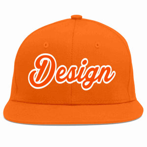 Custom Orange Orange-White Flat Eaves Sport Baseball Cap Design for Men/Women/Youth