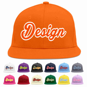 Custom Orange Orange-White Flat Eaves Sport Baseball Cap Design for Men/Women/Youth