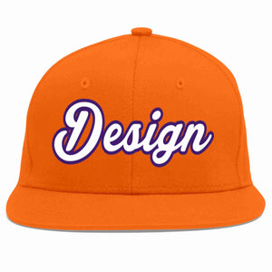 Custom Orange White-purple Flat Eaves Sport Baseball Cap Design for Men/Women/Youth