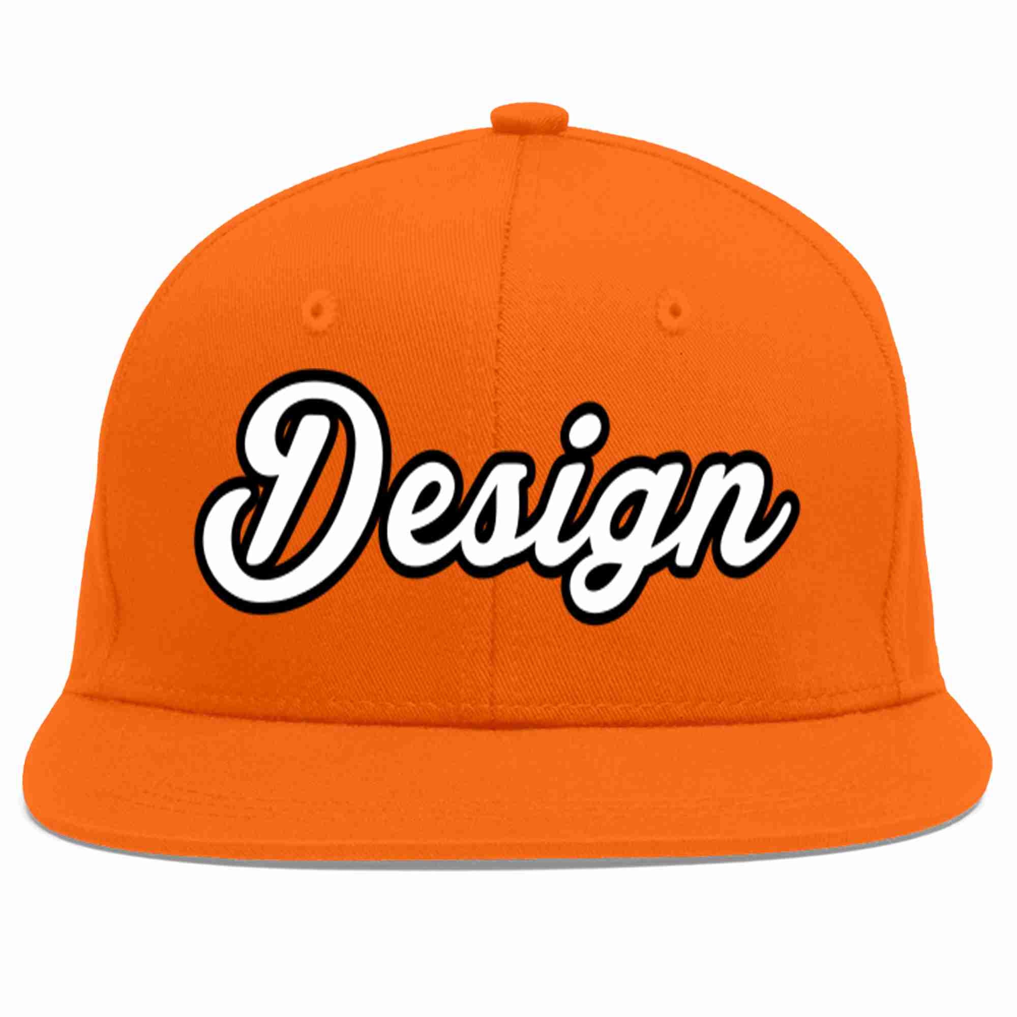 Custom Orange White-Black Flat Eaves Sport Baseball Cap Design for Men/Women/Youth