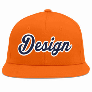 Conception personnalisée de casquette de baseball de sport à avant-toit plat orange marine-blanc pour hommes/femmes/jeunes