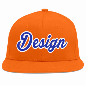 Conception personnalisée de casquette de baseball de sport à avant-toit plat orange royal-blanc pour hommes/femmes/jeunes