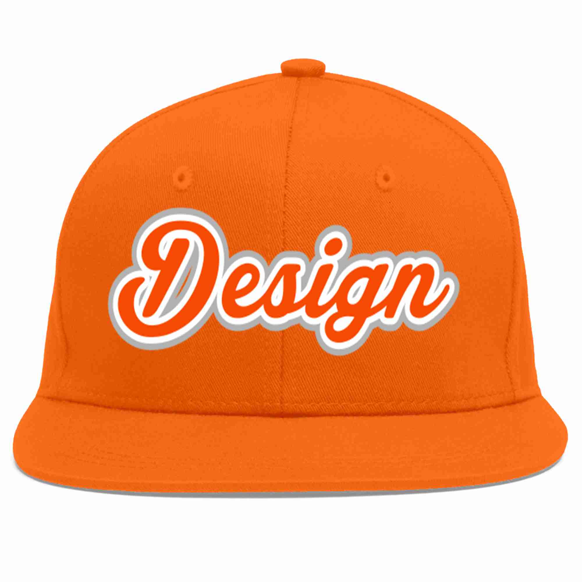 Conception personnalisée de casquette de baseball de sport à avant-toit plat orange orange-blanc pour hommes/femmes/jeunes