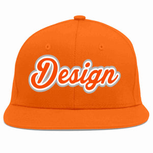 Custom Orange Orange-White Flat Eaves Sport Baseball Cap Design for Men/Women/Youth