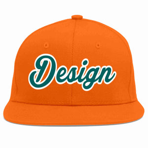 Conception personnalisée de casquette de baseball de sport à avant-toit plat orange aqua-blanc pour hommes/femmes/jeunes