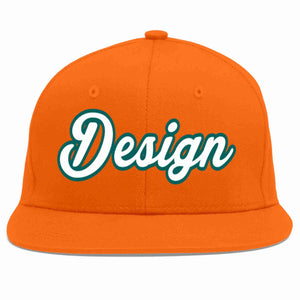 Custom Orange White-Aqua Flat Eaves Sport Baseball Cap Design for Men/Women/Youth