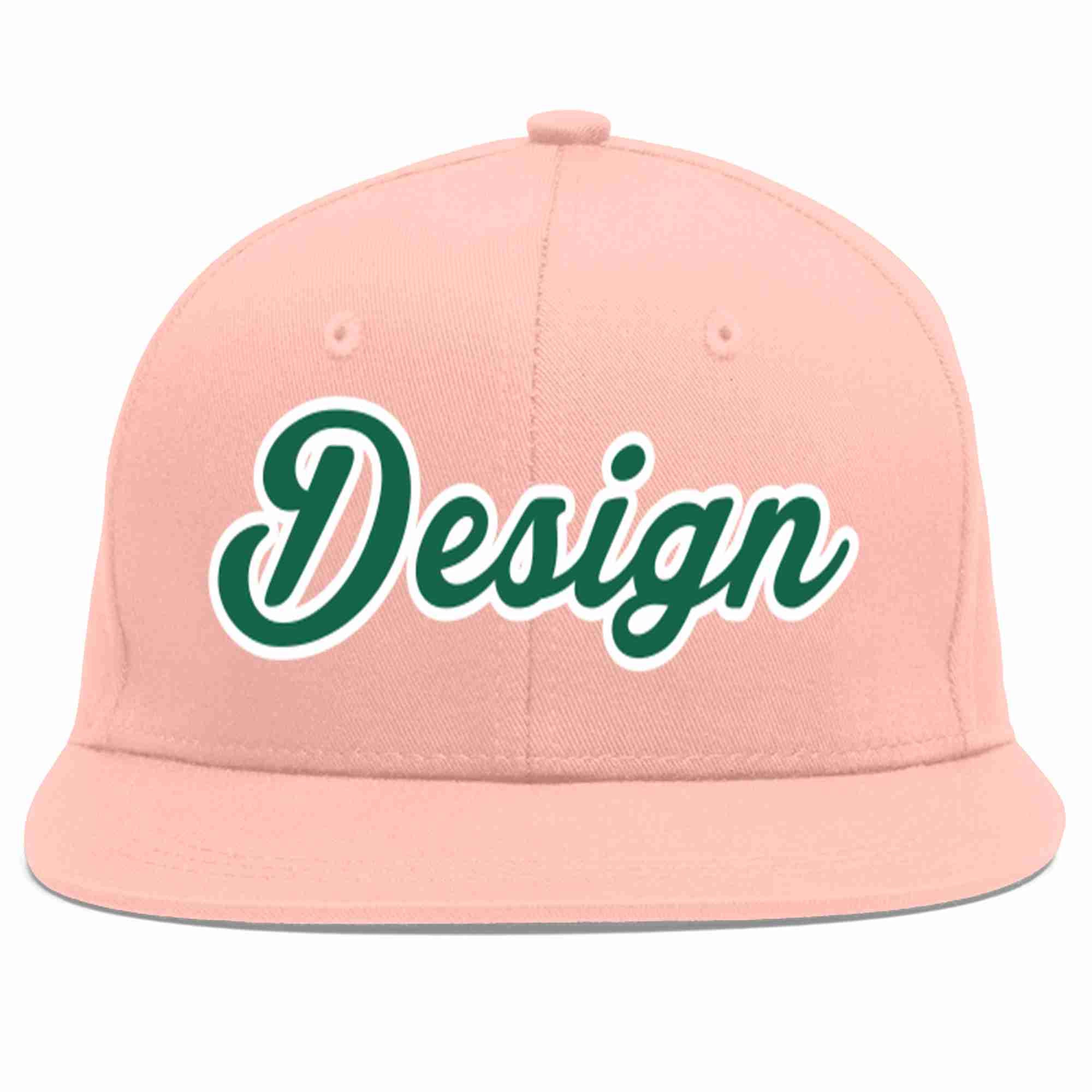 Custom Pink Kelly Green-White Flat Eaves Sport Baseball Cap Design for Men/Women/Youth