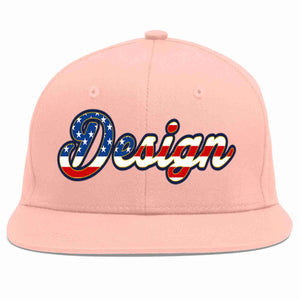 Custom Pink Vintage USA Flag-Gold Flat Eaves Sport Baseball Cap Design for Men/Women/Youth