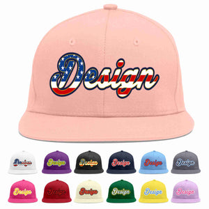 Custom Pink Vintage USA Flag-Gold Flat Eaves Sport Baseball Cap Design for Men/Women/Youth