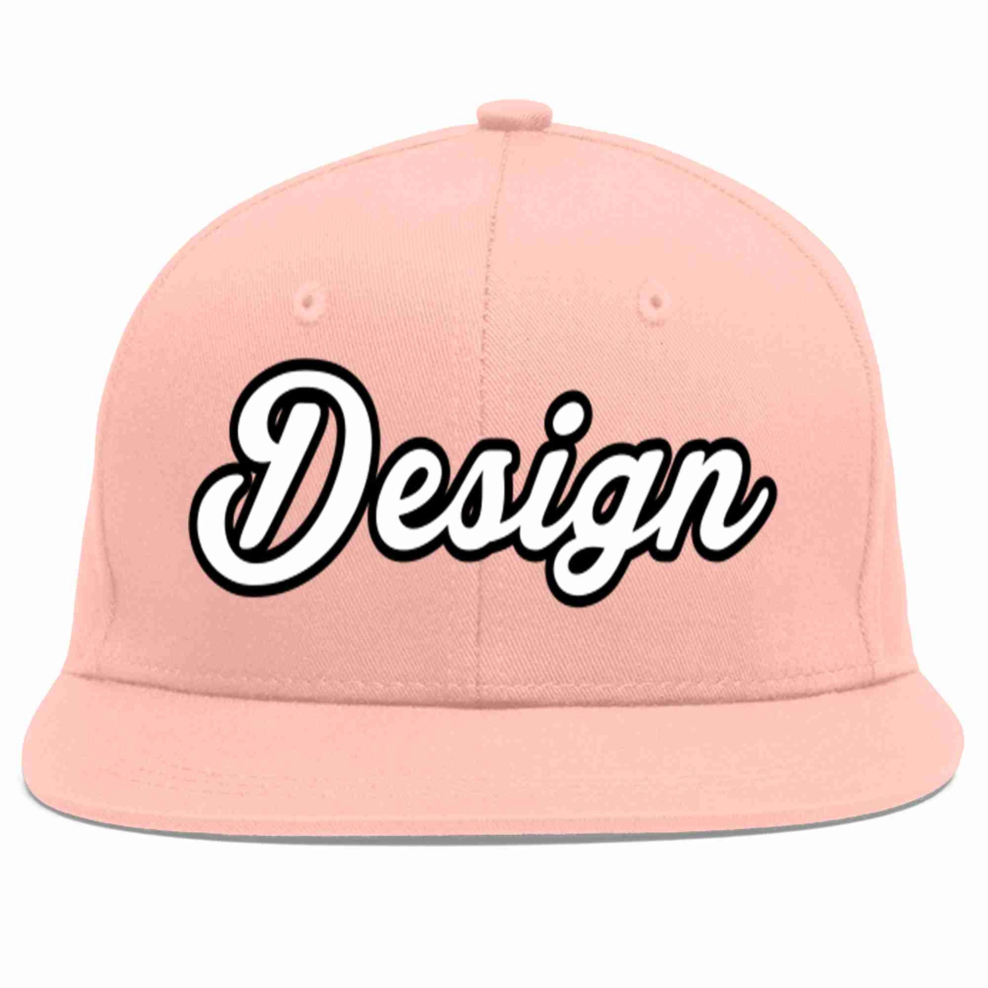 Custom Pink White-Black Flat Eaves Sport Baseball Cap Design for Men/Women/Youth