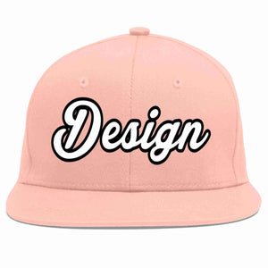 Custom Pink White-Black Flat Eaves Sport Baseball Cap Design for Men/Women/Youth