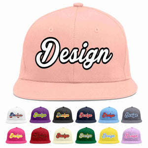 Custom Pink White-Black Flat Eaves Sport Baseball Cap Design for Men/Women/Youth