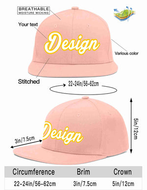 Custom Pink White-Gold Flat Eaves Sport Baseball Cap Design for Men/Women/Youth