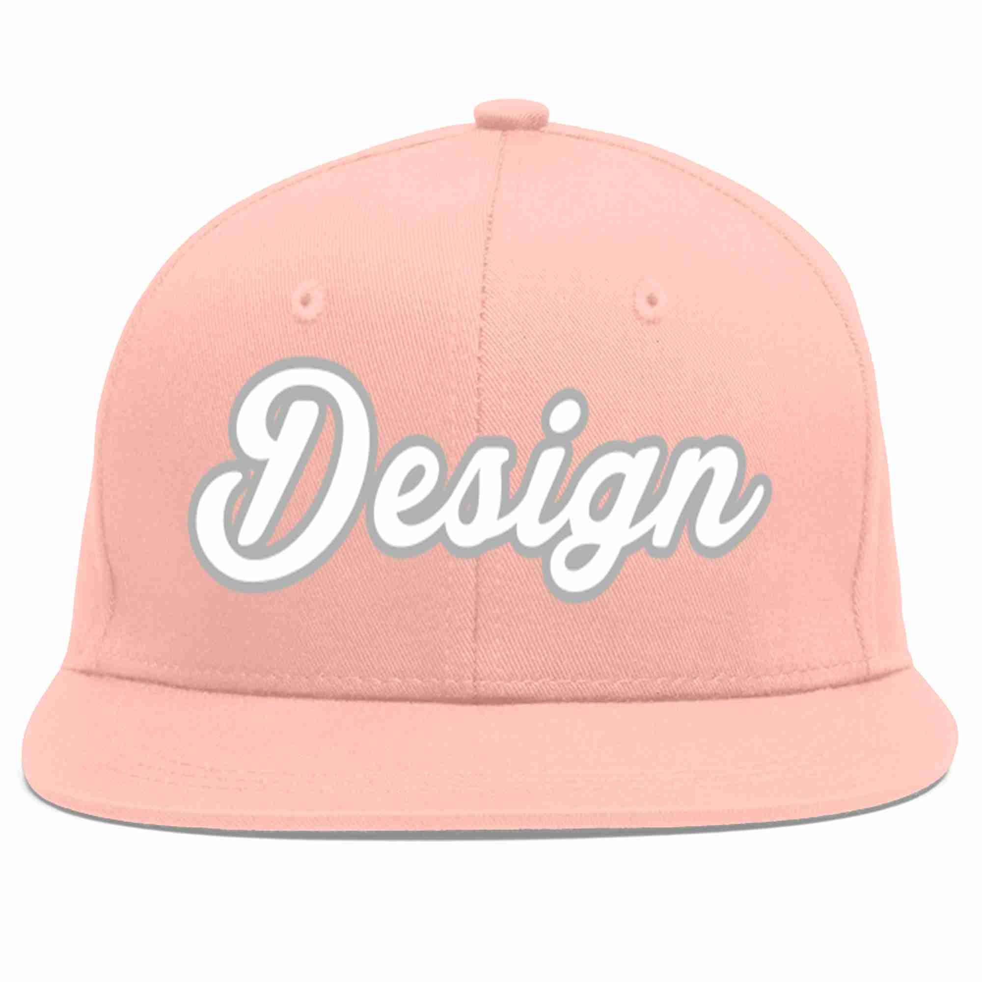 Conception personnalisée de casquette de baseball de sport à Eaves plates rose blanc-gris pour hommes/femmes/jeunes