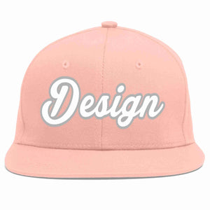 Conception personnalisée de casquette de baseball de sport à Eaves plates rose blanc-gris pour hommes/femmes/jeunes