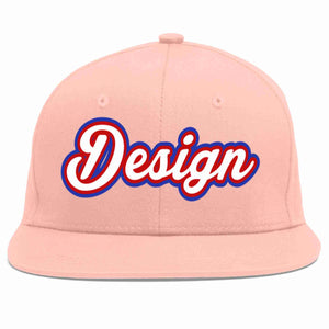 Conception personnalisée de casquette de baseball de sport à avant-toit plat rose blanc-rouge pour hommes/femmes/jeunes