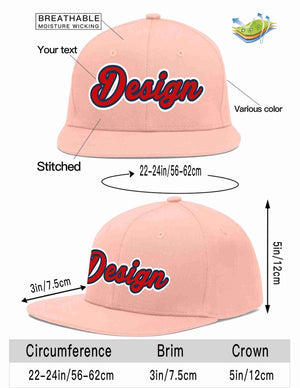 Custom Pink Red-Navy Flat Eaves Sport Baseball Cap Design for Men/Women/Youth