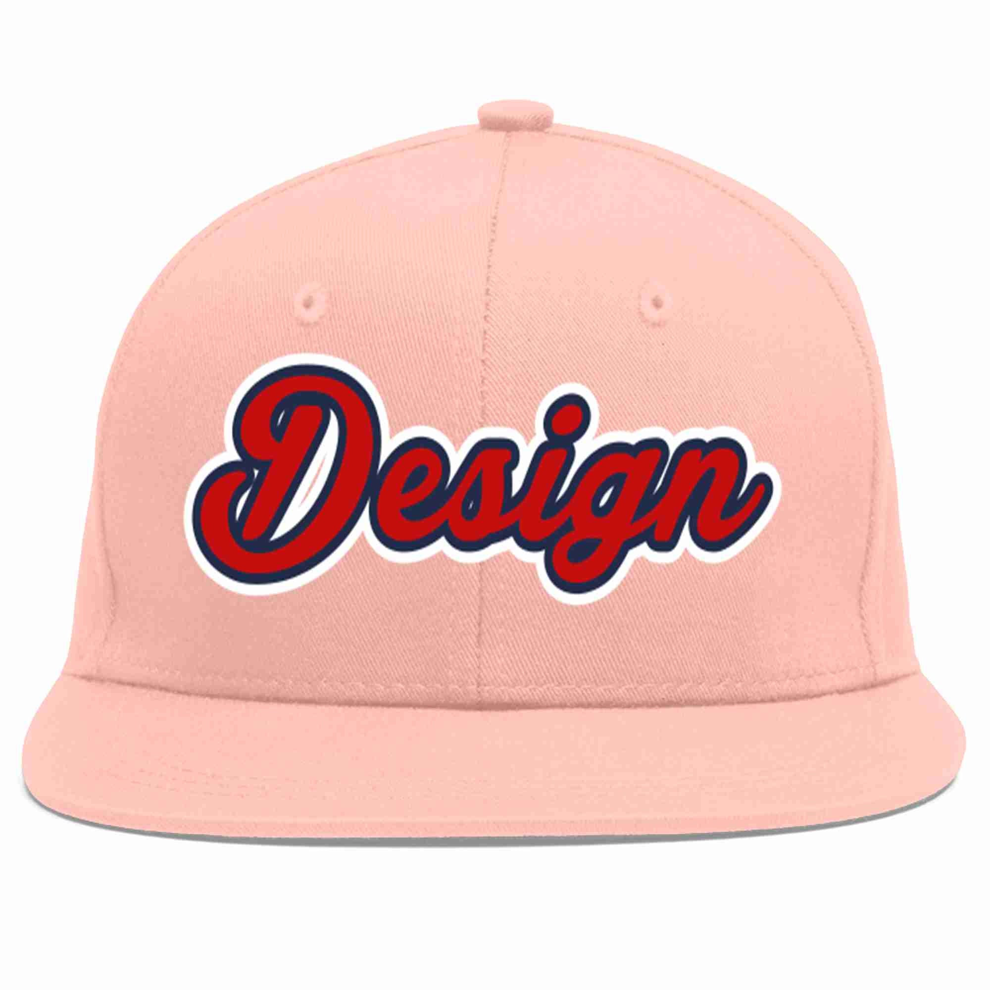 Conception personnalisée de casquette de baseball de sport à avant-toit plat rose rouge-marine pour hommes/femmes/jeunes