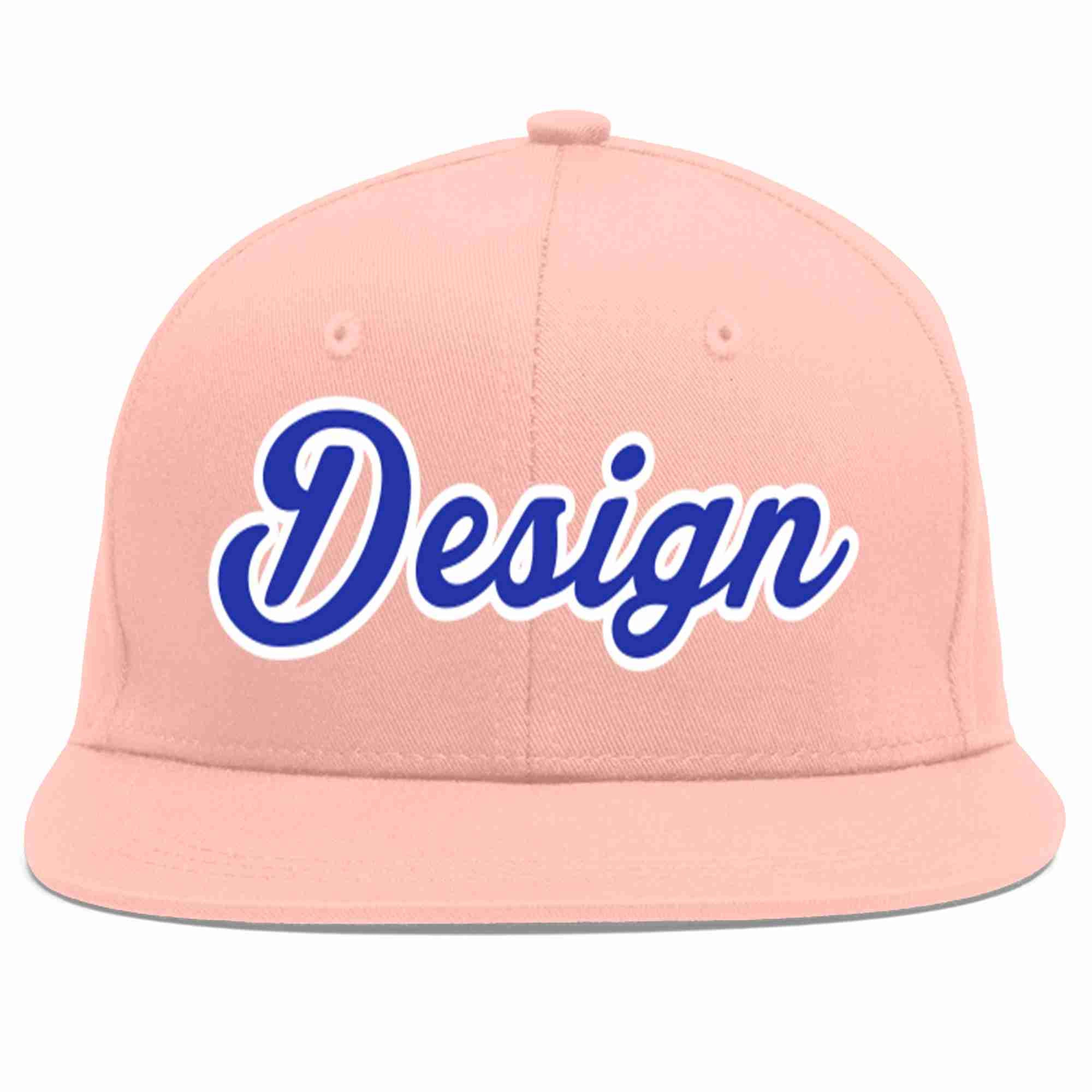 Conception personnalisée de casquette de baseball de sport à avant-toit plat rose royal-blanc pour hommes/femmes/jeunes