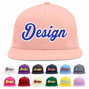 Custom Pink Royal-White Flat Eaves Sport Baseball Cap Design for Men/Women/Youth