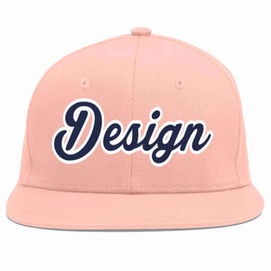 Custom Pink Navy-White Flat Eaves Sport Baseball Cap Design for Men/Women/Youth