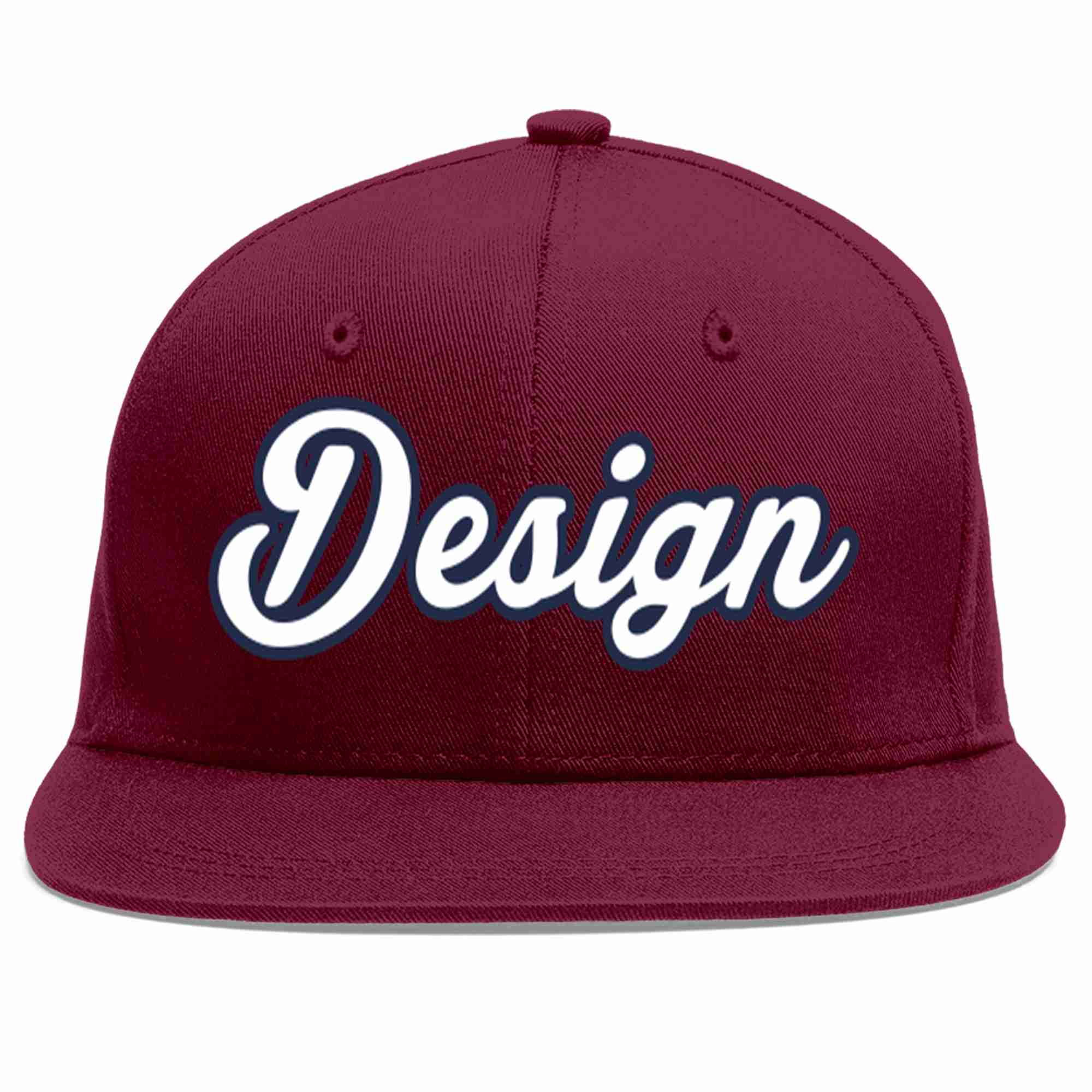 Custom Crimson White-Navy Flat Eaves Sport Baseball Cap Design for Men/Women/Youth