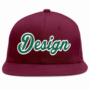 Casquette de baseball personnalisée Crimson Kelly vert-blanc avec avant-toit plat pour hommes/femmes/jeunes