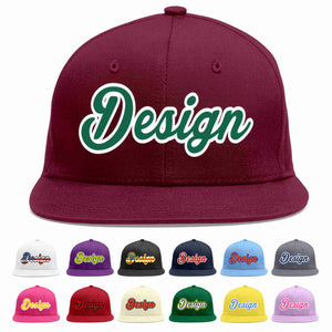 Casquette de baseball personnalisée Crimson Kelly vert-blanc avec avant-toit plat pour hommes/femmes/jeunes