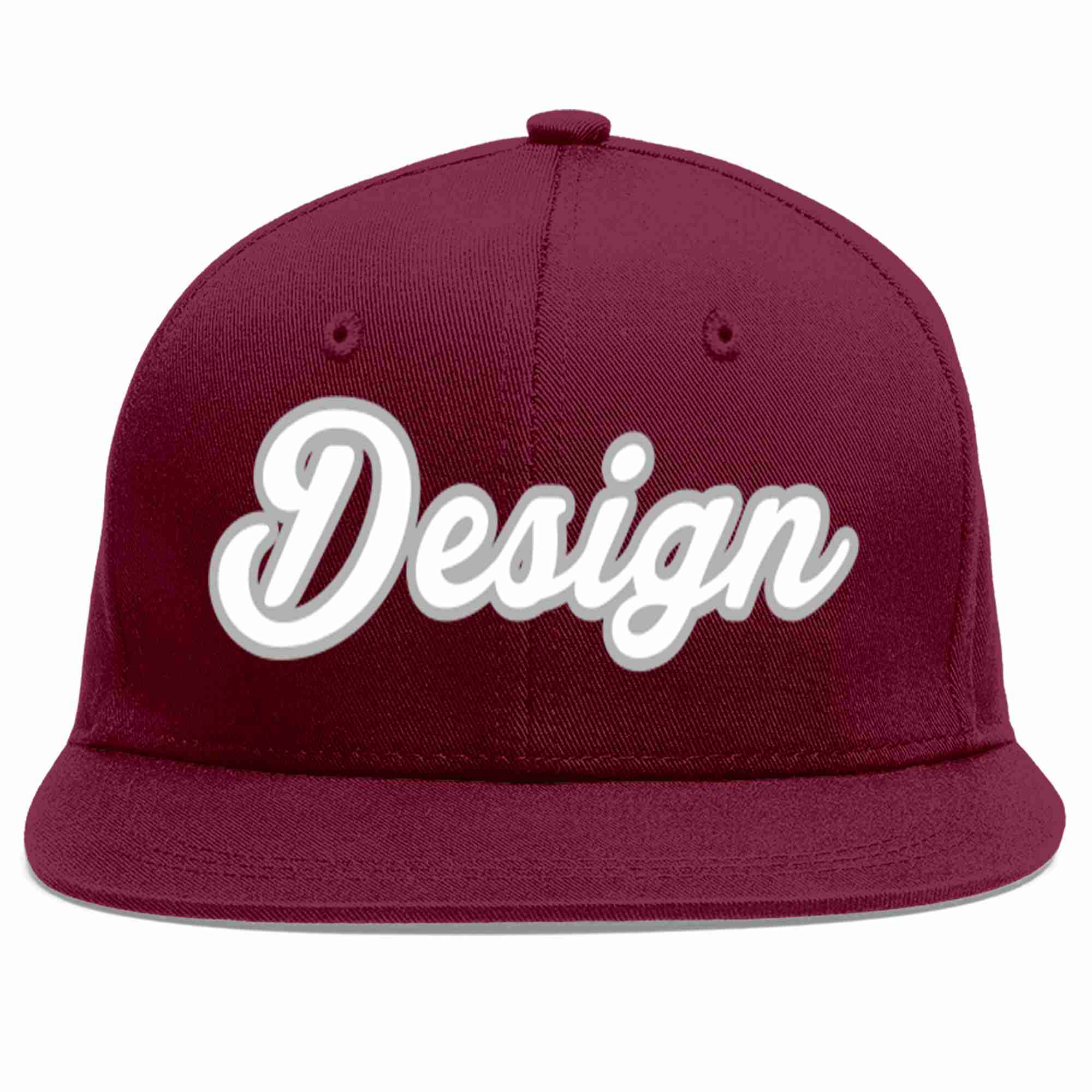 Custom Crimson White-Gray Flat Eaves Sport Baseball Cap Design for Men/Women/Youth