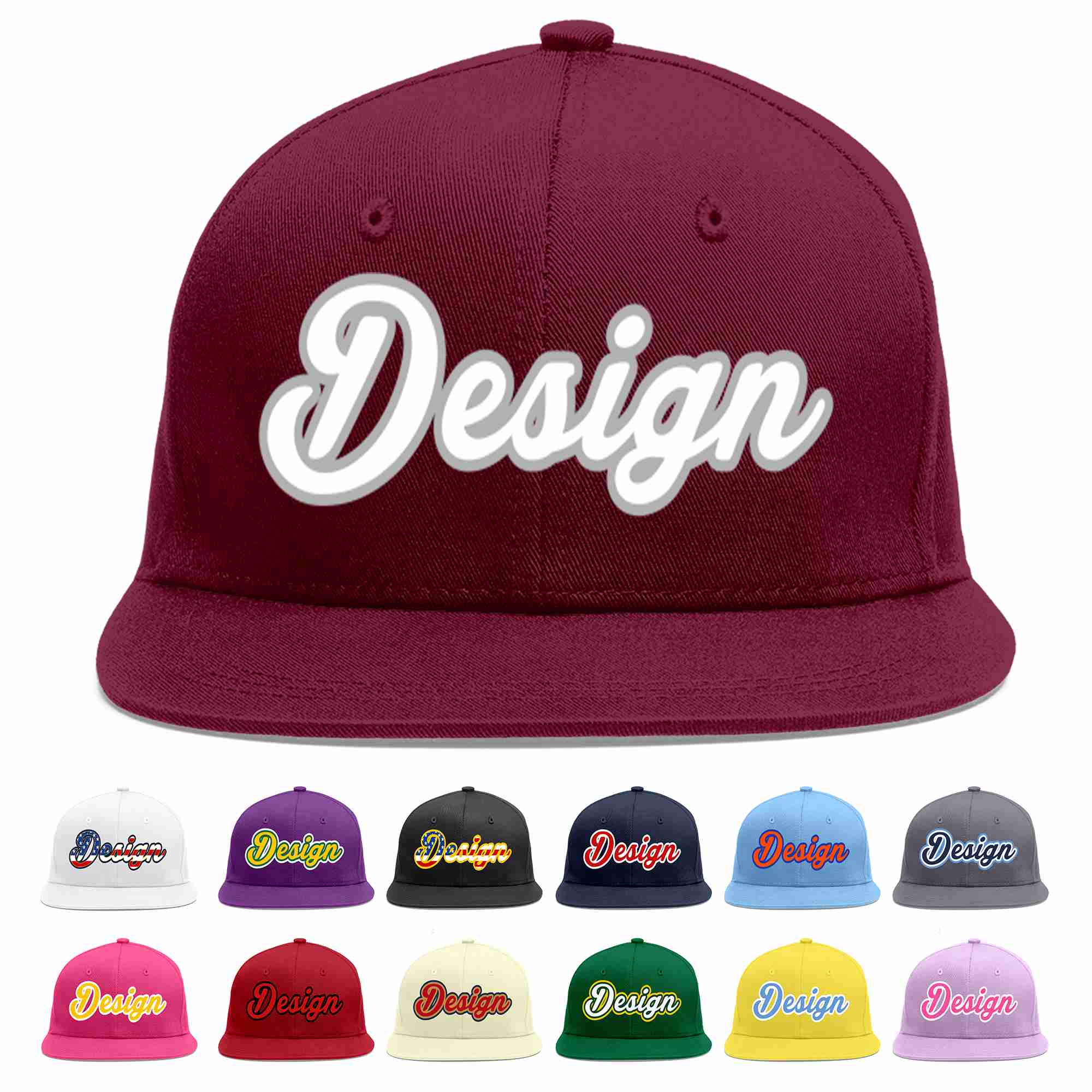 Custom Crimson White-Gray Flat Eaves Sport Baseball Cap Design for Men/Women/Youth