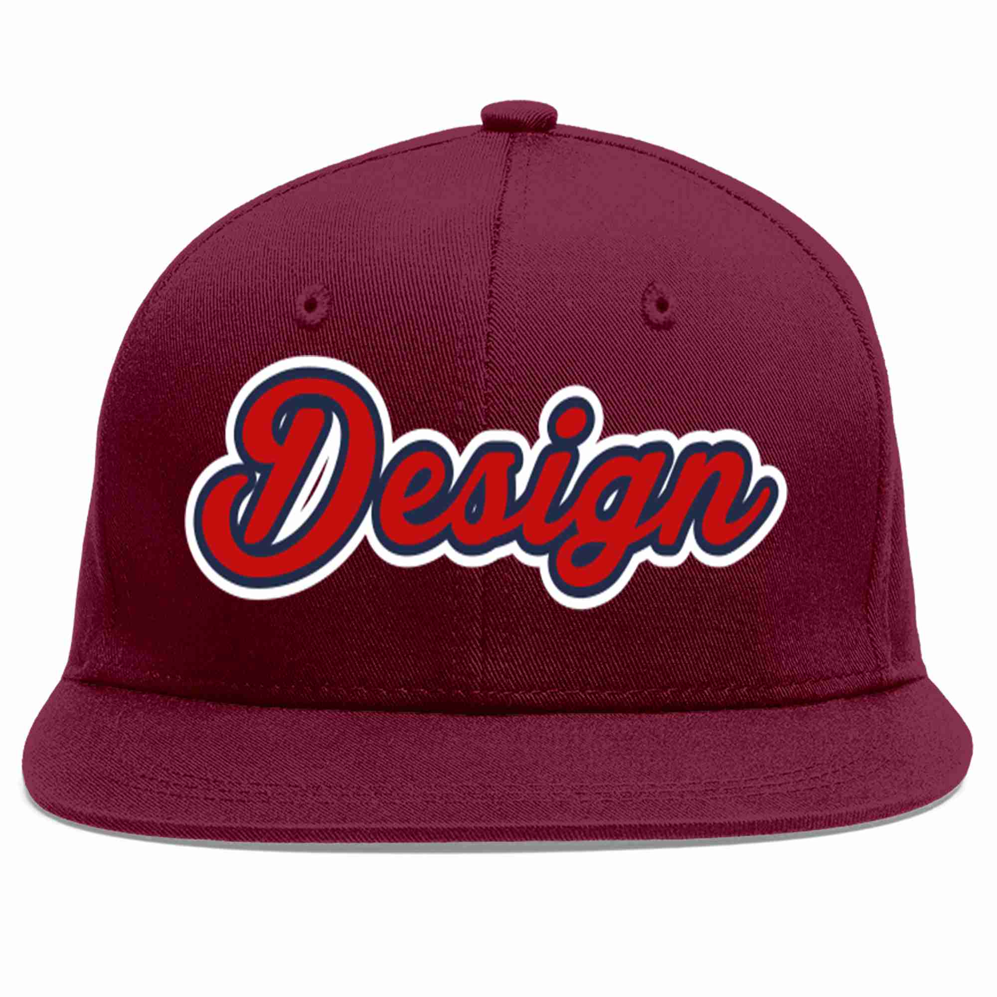 Custom Crimson Red-Navy Flat Eaves Sport Baseball Cap Design for Men/Women/Youth