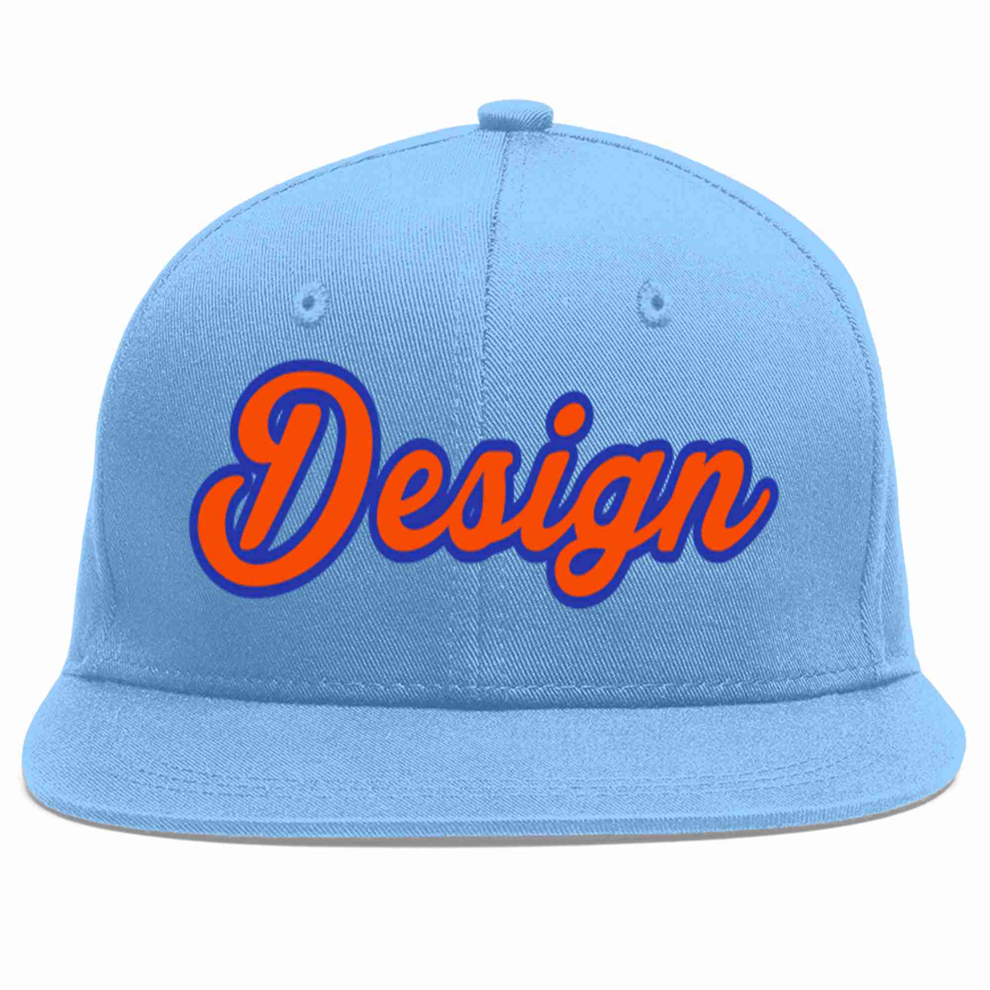 Casquette de baseball de sport personnalisée bleu clair orange-royal, conception pour hommes/femmes/jeunes