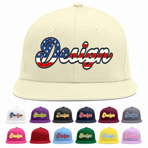 Custom Cream Vintage USA Flag-Gold Flat Eaves Sport Baseball Cap Design for Men/Women/Youth