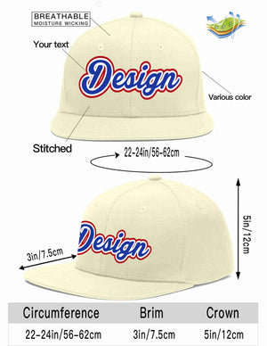 Custom Cream Royal-White Flat Eaves Sport Baseball Cap Design for Men/Women/Youth