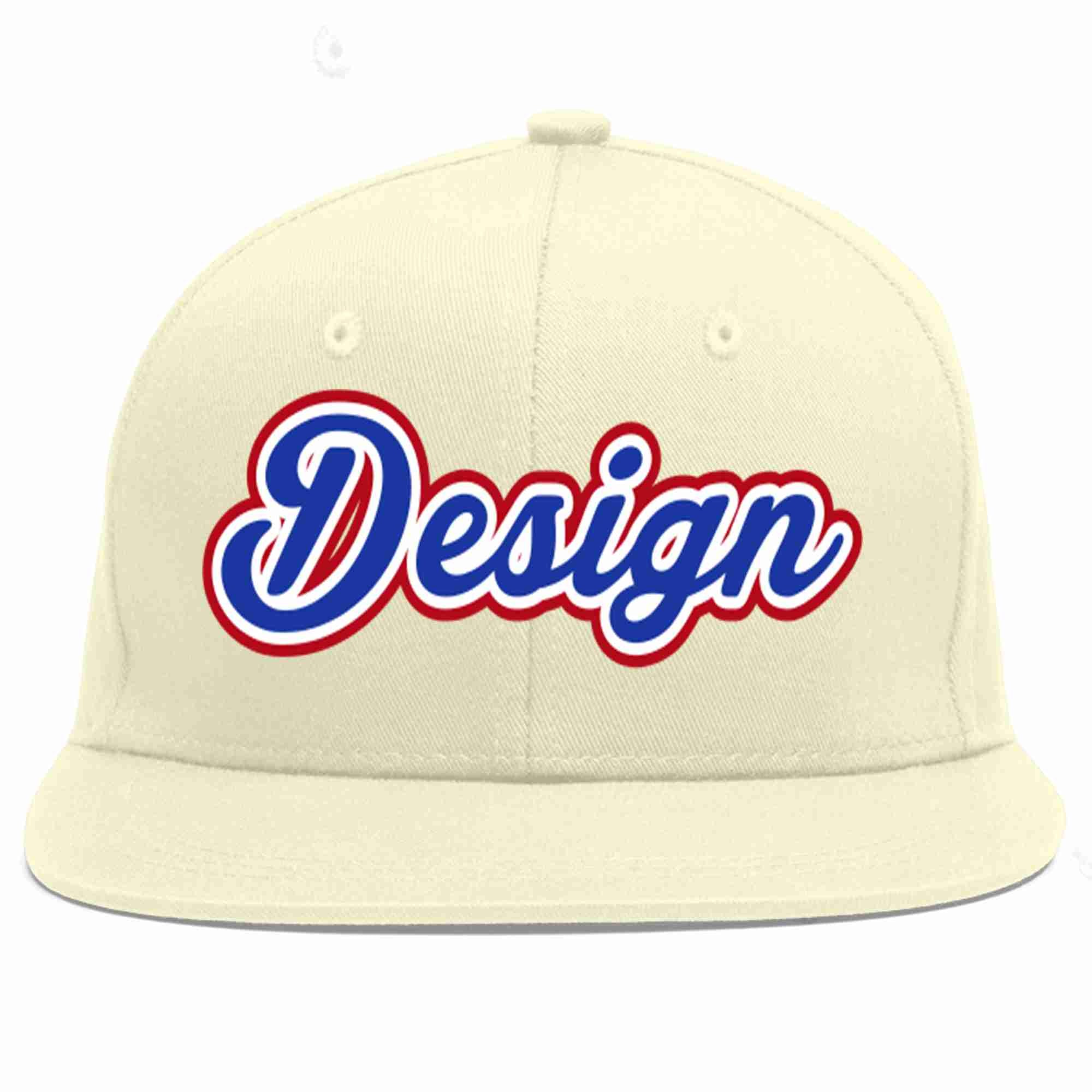 Conception personnalisée de casquette de baseball de sport à Eaves plates Royal-White crème personnalisée pour hommes/femmes/jeunes