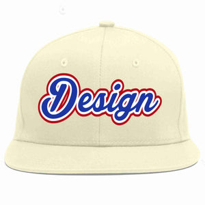 Custom Cream Royal-White Flat Eaves Sport Baseball Cap Design for Men/Women/Youth