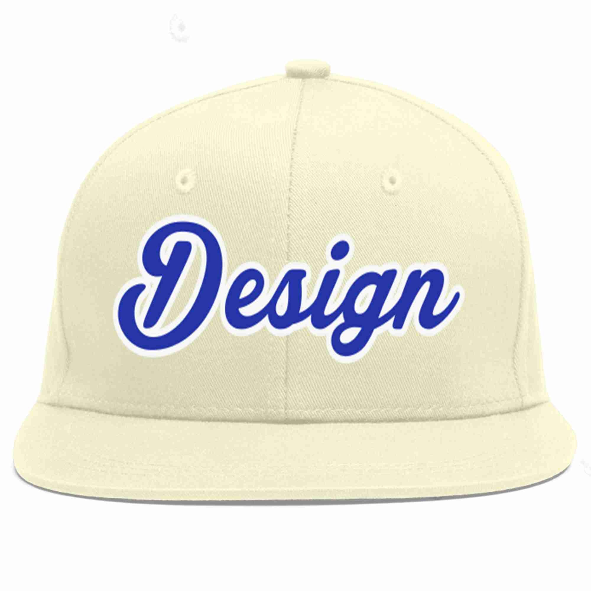 Conception personnalisée de casquette de baseball de sport à Eaves plates Royal-White crème personnalisée pour hommes/femmes/jeunes