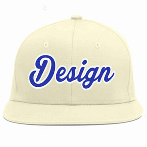 Custom Cream Royal-White Flat Eaves Sport Baseball Cap Design for Men/Women/Youth