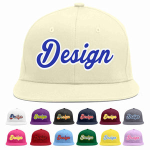 Custom Cream Royal-White Flat Eaves Sport Baseball Cap Design for Men/Women/Youth