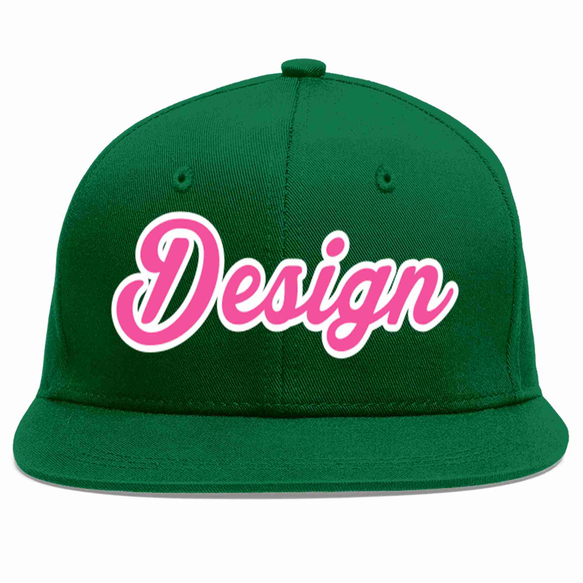 Conception personnalisée de casquette de baseball de sport à avant-toit plat vert rose-blanc pour hommes/femmes/jeunes