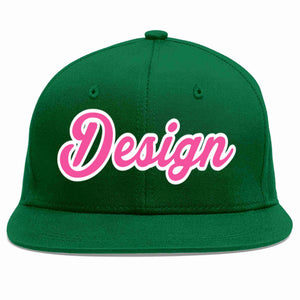 Custom Green Pink-White Flat Eaves Sport Baseball Cap Design for Men/Women/Youth