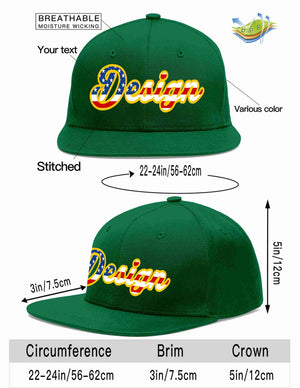 Custom Green Vintage USA Flag-Gold Flat Eaves Sport Baseball Cap Design for Men/Women/Youth